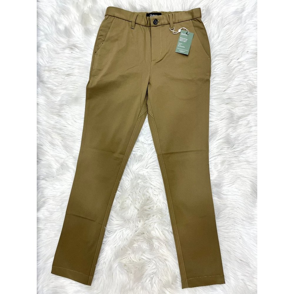 Quince Mens Recycled Comfort Tech Chino Pants Slim Fit Khaki NWT 34 x 30